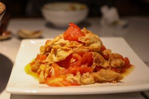 tofu skins with tomatoes at One Side Juice - 一面汁原·纯素 in Chongqing