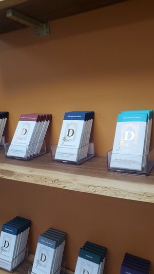 Section with flavored vegan chocolate bars at Dwaar Chocolate in Keego Harbor