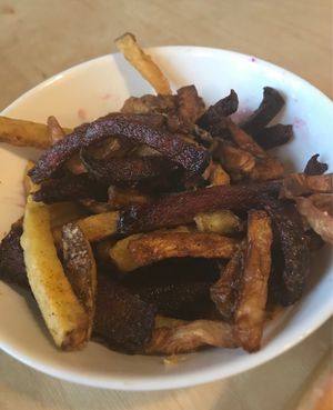 Greasy vegetable fries  at Nova Krova in Krakow