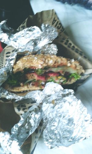 seitan burger as take away :-) at Nova Krova in Krakow