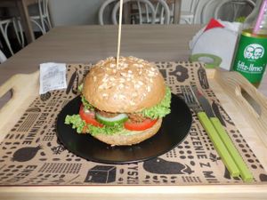 Falafel burger at Nova Krova in Krakow