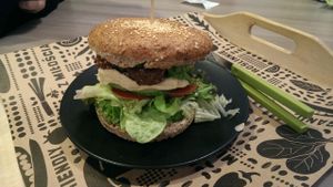 Falafel burger at Nova Krova in Krakow