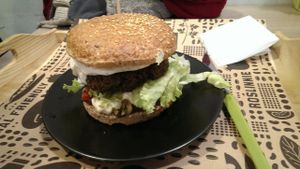 Quinoa and spinach burger  at Nova Krova in Krakow