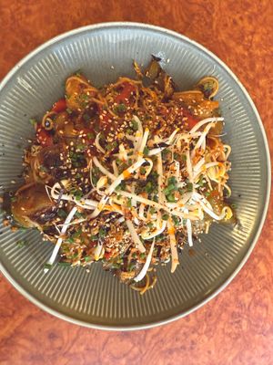 Yakosoba noodles  at The Green Wave  in San Vicente De La Barquera