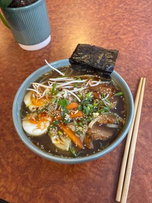 Veggy Ramen with Edamame (also as vegan option possible) at The Green Wave  in San Vicente De La Barquera