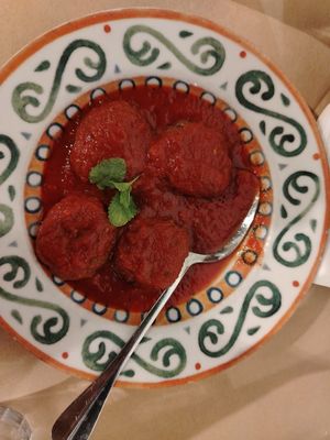 Polpette di melanzane al sugo (vegetariane) at Osteria Sciapò in Palermo