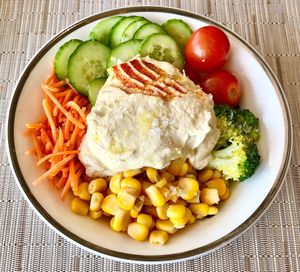 Hummus bowl at Sahha in Abu Dhabi