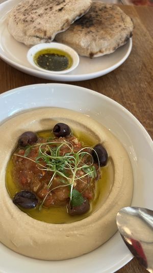 Tunisian Tomato Hummus and pita bread   at Saba  in New Orleans
