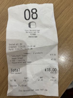 bill  at Chun Café Berenstraat in Amsterdam