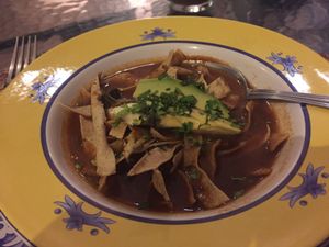 Aztec soup at Lo Que Hay Cafe in Merida