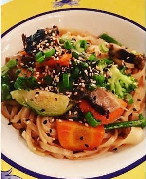 Vegetables Stir-Fry Noodles  at Lo Que Hay Cafe in Merida