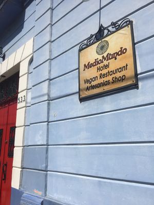 Outside of hotel/restaurant  at Lo Que Hay Cafe in Merida