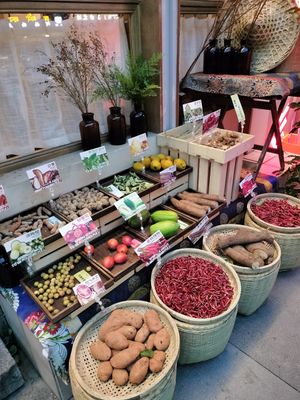 Restaurant exterior - interesting to see the ingredients used at Siqian Plateau Yunnan Juntang in Chengdu