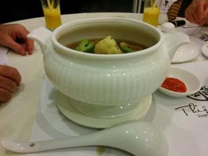 HUGE bowl of braised tofu with 12 vegetables at Nha Hang Chay Thien Phat - Old Quarter in Hanoi