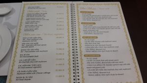 part of the menu  at Nha Hang Chay Thien Phat in Hanoi