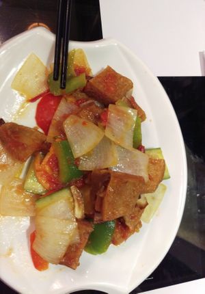 Spare ribs in sweet and sour. Our favourite dish  at Nha Hang Chay Thien Phat in Hanoi