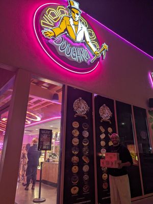 Look for the giant building painted like a pink box! at Voodoo Doughnut in Los Angeles