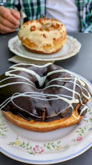 The maple syrup/ bacon & chocolate donut at Kiji Donuts in Lyon