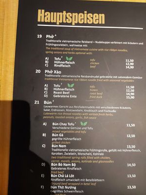 Menu at Fiaba - Vietnam at Heart in Passau