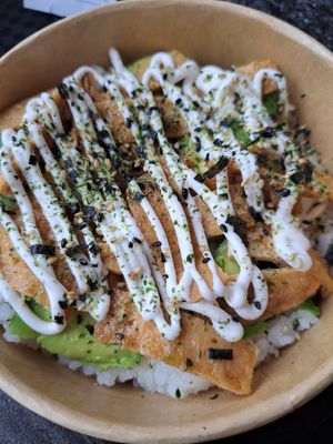 Veggie rice bowl with tofu and avocado at Toast Tea  in Glasgow