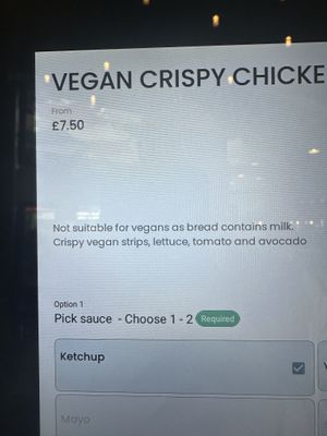 Non-vegan vegan option   at Toast Tea  in Glasgow