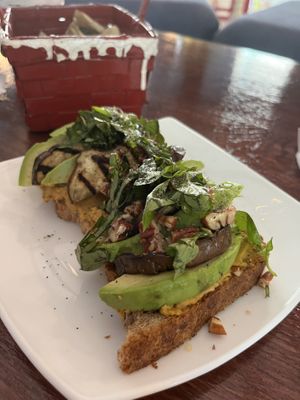 Bruschetta with hummus, eggplant, avo and walnut   at Como En Mi Casa in Puerto Viejo De Talamanca