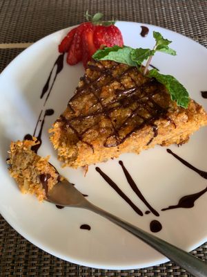 Vegan carrot cake is amazing!!! at Como En Mi Casa in Puerto Viejo De Talamanca