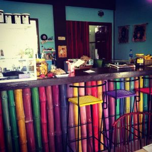 .Veg options available. Small coffee shop with an artistic ambiance created solely with recycled materials. Has vegan and gluten free choices. at Como En Mi Casa in Puerto Viejo De Talamanca