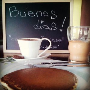 Vegan & Gluten free Pancake! :) at Como En Mi Casa in Puerto Viejo De Talamanca