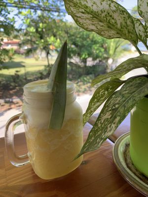 Pineapple smoothie 🍍 at Como En Mi Casa in Puerto Viejo De Talamanca