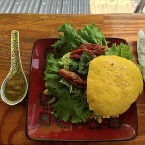 Panelle sandwich without cheese. Perfect at Como En Mi Casa in Puerto Viejo De Talamanca