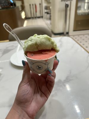 Watermelon and green apple gelato  at Giolitti Gelato in Shanghai