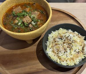 Mapo tofu and ricee  at Colibri in Vilnius