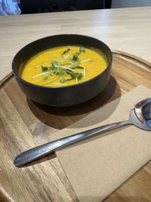 Carrot ginger soup (daily special)  at Colibri in Vilnius