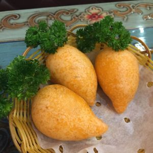 Deep fried dumplings at Benzhen Vegetarian in Hong Kong Island