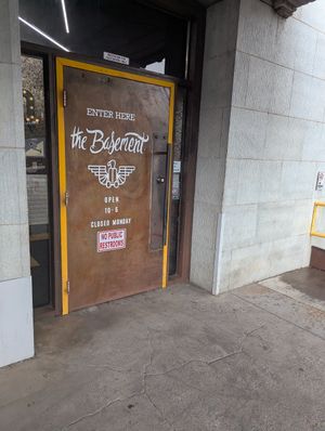 Basement entrance door at Soul Garden Bath and Body in Reno