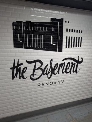 This is what you see as you go down the stairs, mural wall at Soul Garden Bath and Body in Reno