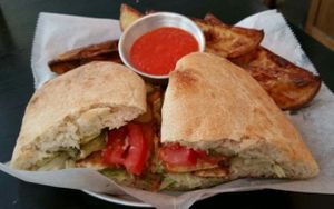 Vegan Tofu 'Schnitzel' at Hashachen Bistro in Tel Aviv