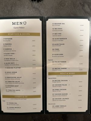 Vegan Menu (no. 13-21)  at Gujrat Palace in Calw