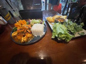Fried tofu in tomato sauce; vegan dumpling cake    at Ngư Restaurant - Vietnamese Cuisine & Vegan Food  in Hanoi
