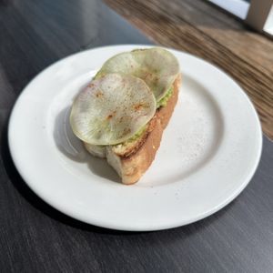 Avocado Toast (house toast, smashed avocado, radish, smoked paprika - no feta)  at Bardō - Guelph in Guelph