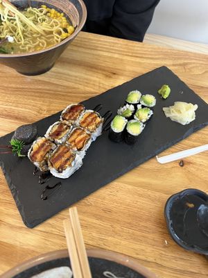 Vegan sushi rolls  at Funshi Sushi Ramen Boba in Fairview Park