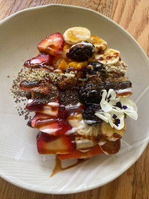 Fruit bowl with yogurt  at Raw Living Kitchen in Waynesville