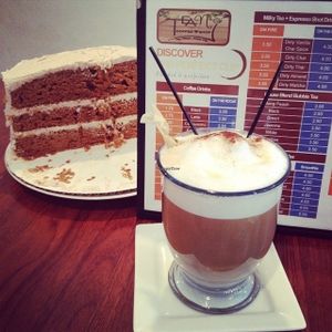 Chocolate strawberry Saffron Teapuccinno!!! at Tea NJ in Jersey City