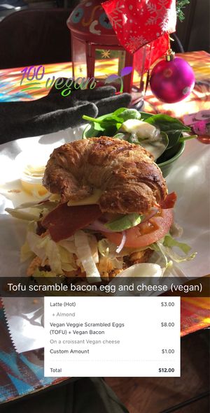 Vegan bacon tofu scramble and cheese  at Tea NJ in Jersey City