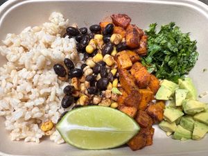 Sweet Potato & Black Bean Burrito Bowl at A3 Confections - Meal Prep & Heauxbachi in Orlando