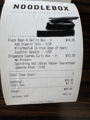 Receipt   at Noodlebox in Guelph