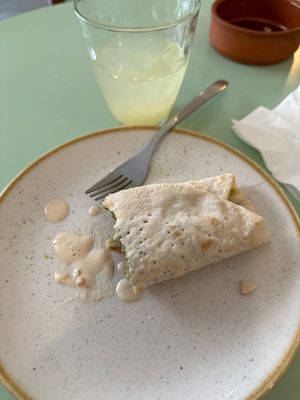 A delicious falafel that I can’t wait to finish eating   at Le Coin Phenicien in Marseille