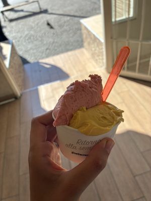 Strawberry and peach & mango. I could only taste mango but it was nice. Husband had strawberry and liked it!  at Gioelia in Pompei