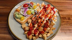 Unseasoned, wet, crumbled "tofu scramble" for $5. at Vibrissa Beer  in Winchester